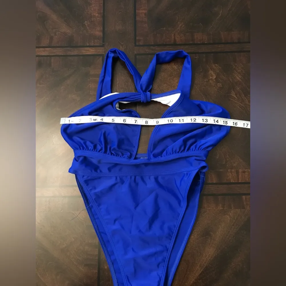 Blue One Piece Swimsuit Bathing Suit Sz L Size L - Image 6