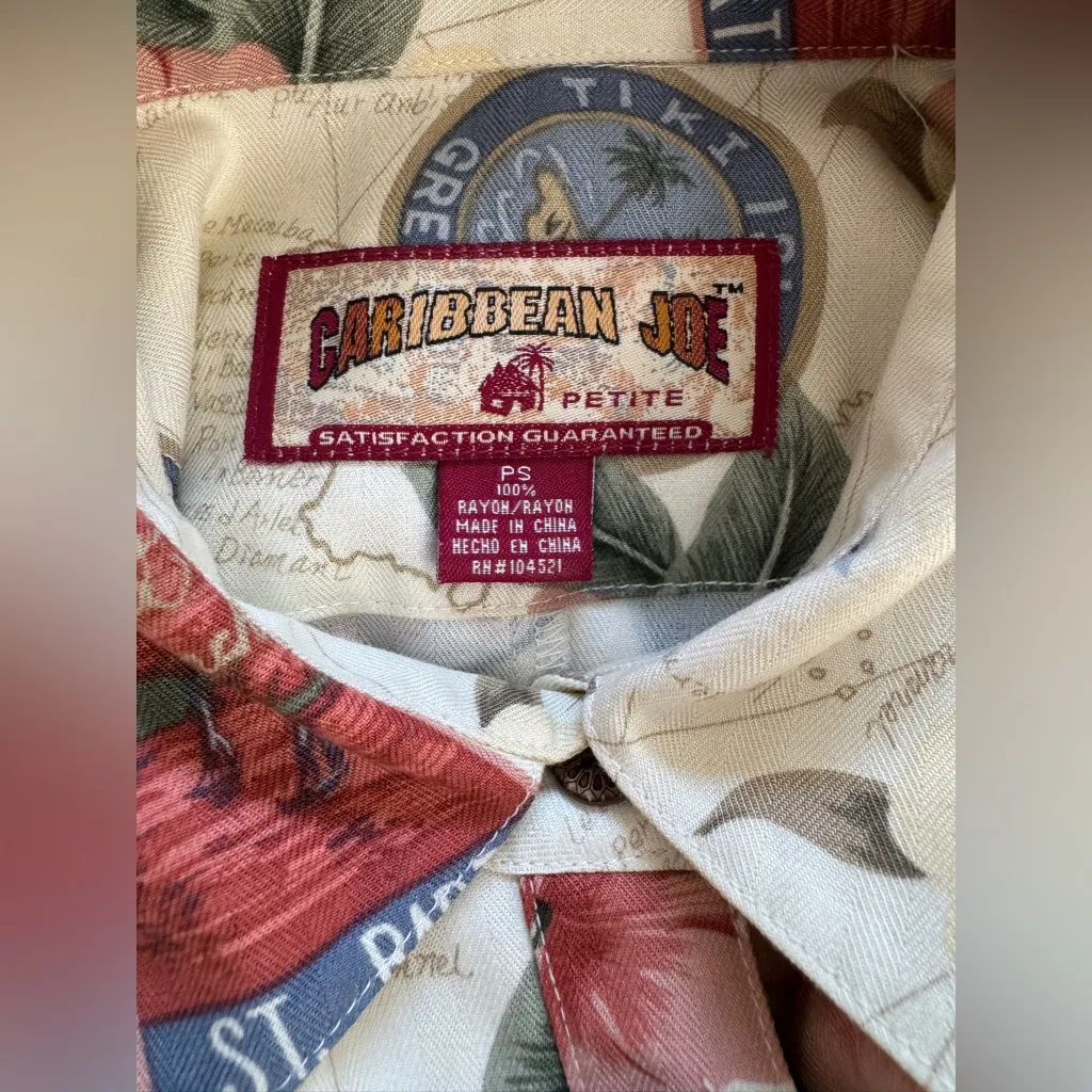 Vintage ‘90s Caribbean Joe Island Novelty Print Collared Sleeveless Mini Dress - Image 5