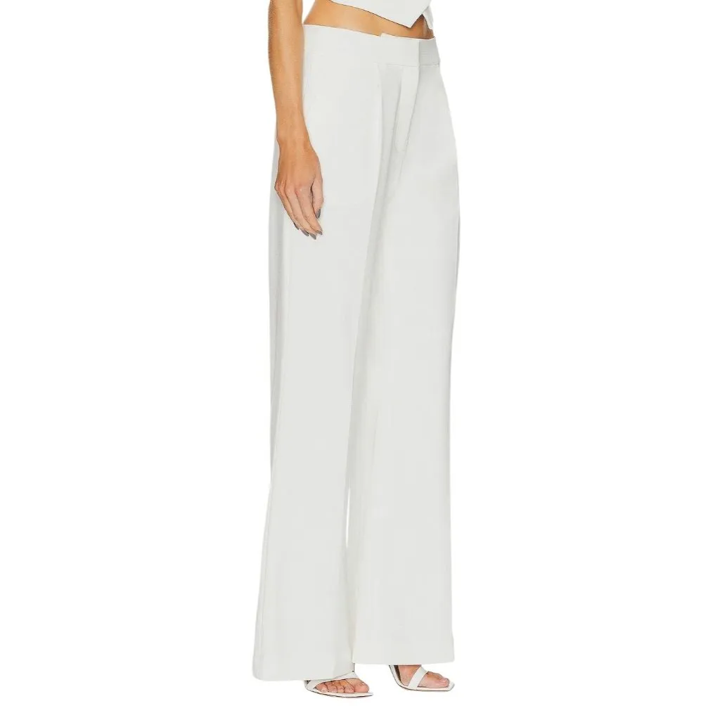 SANS FAFF Pin Tuck Palazzo Pants in White Small New Womens Tailored Trousers - Image 3