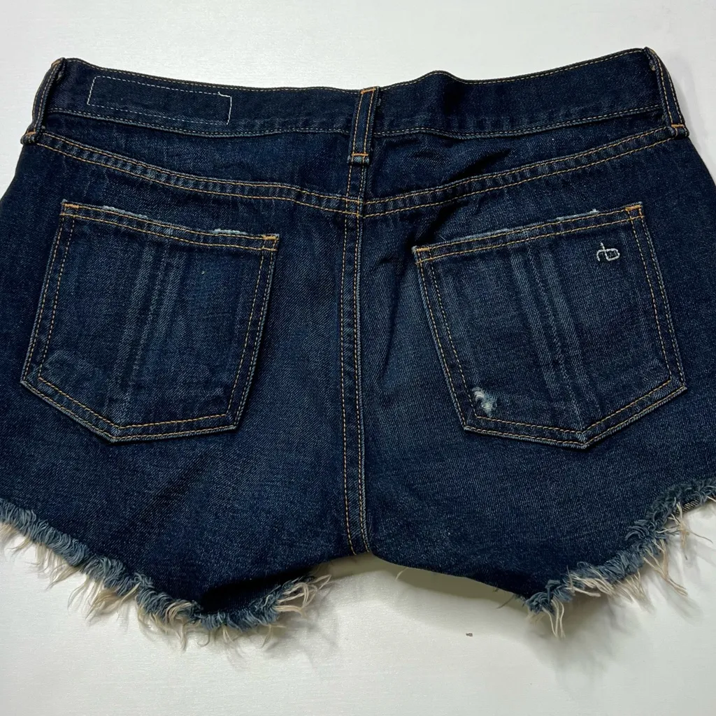 Rag And Bone Jean Cut Off Shorts Distressed Dark Wash In Doris. Never Worn Sz 24 - Image 2