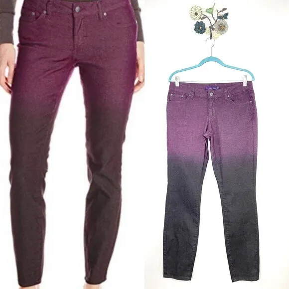 PrAna Womens 8/29 Jett Ombre Low Rise Skinny Pant Jean Organic Cotton Plum Black - Image 2