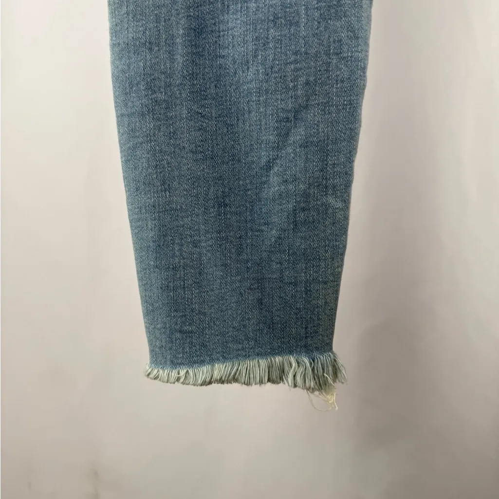 Abercrombie & Fitch Harper Low Rise Ankle Raw Hem Jeans in Distressed Blue 26 2 - Image 7