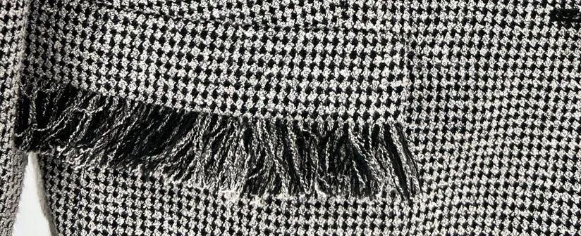 CJ Banks X 14W black white houndstooth button front jacket fringe eyelash office - Image 7