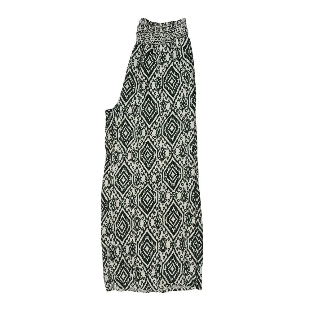 Patrons of Peace 100% Rayon Pant Cream/Green Wide Leg Ikat Print  Sz XL - Image 3