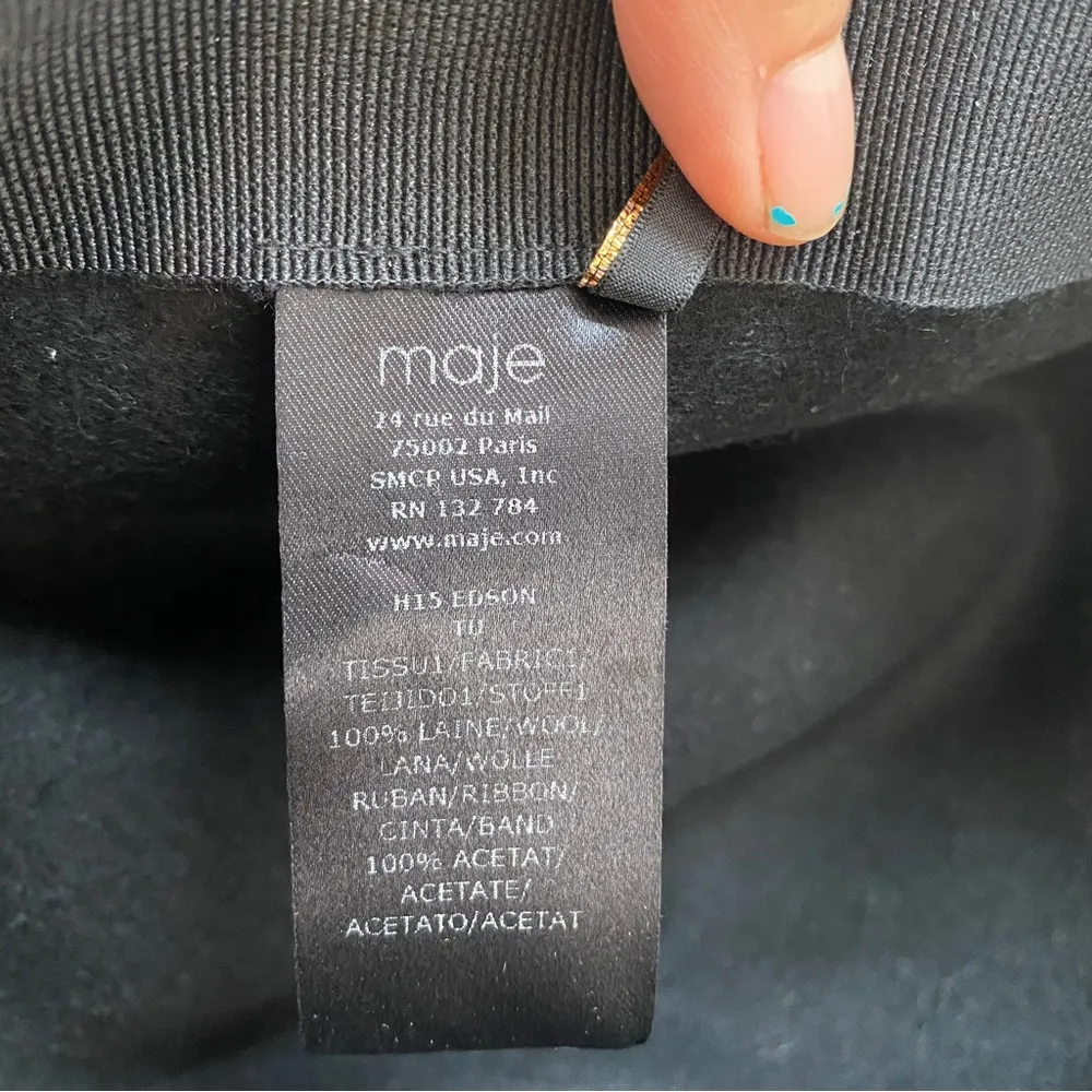 Maje 100% wool fedora hat with rope detail band - Image 4