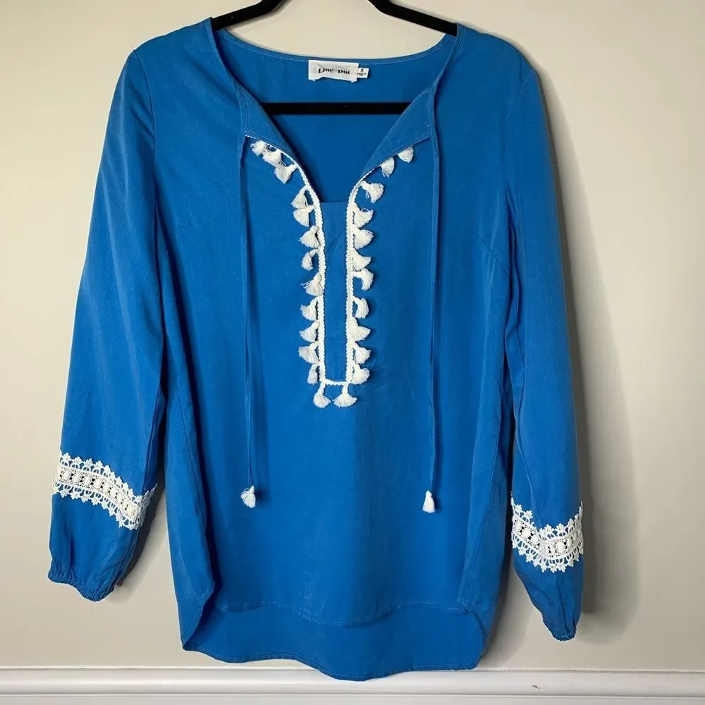 Line‎ and Dot Revolve blue pom pom deliah blouse - Image 7