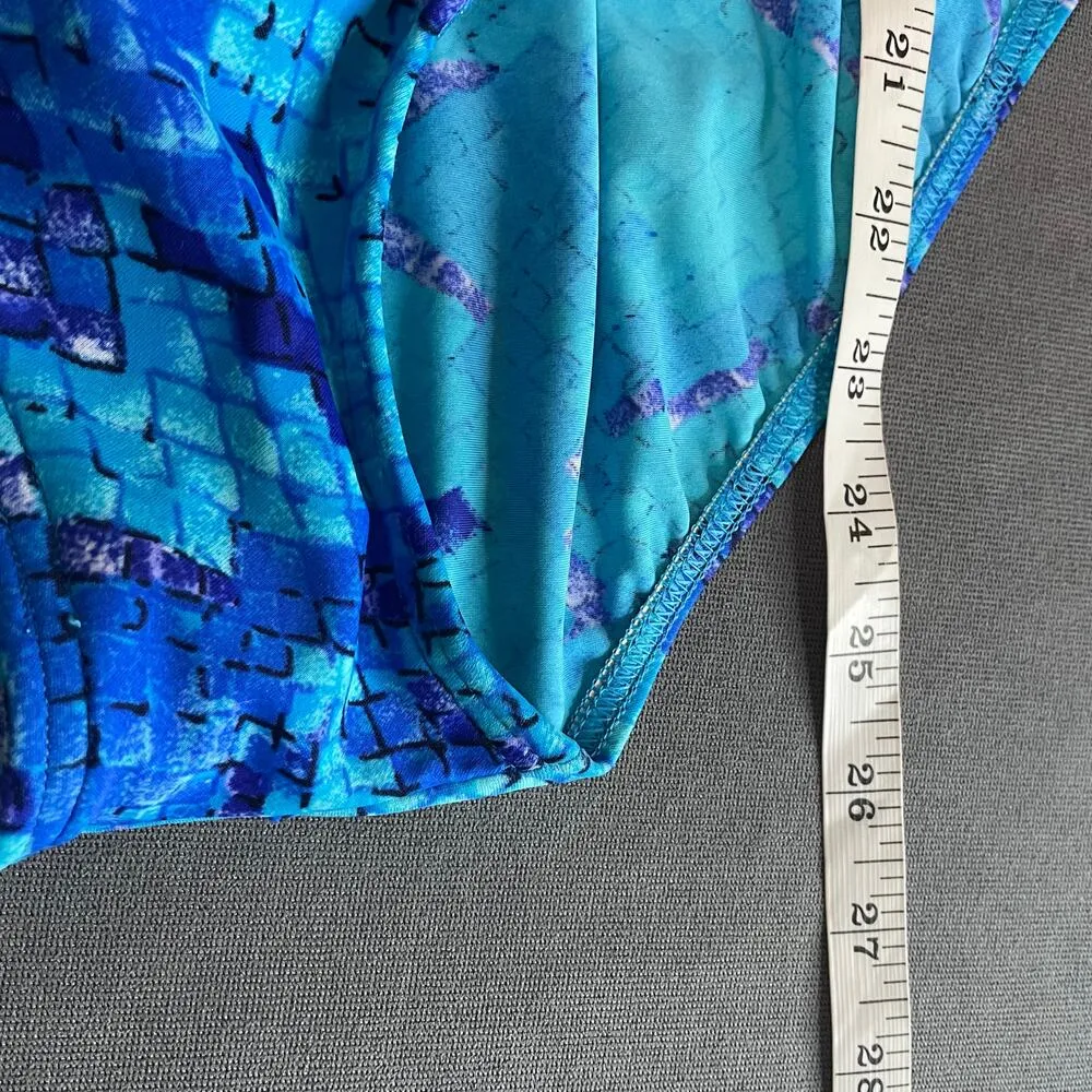 Vintage 80's Baltex Body One Piece Swimsuit Womens 12 Ruched Built In Bra - Image 6