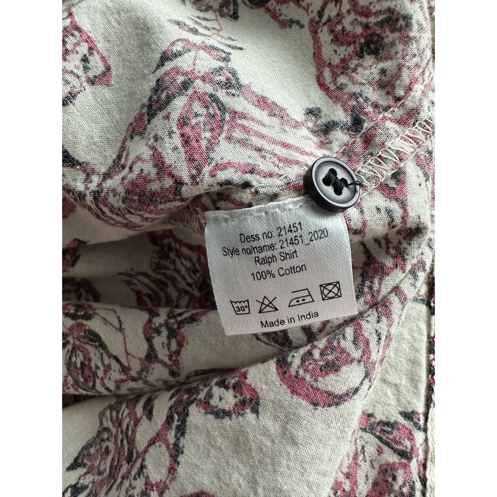 Lollys Laundry Copenhagen, Sz: M Tan Maroon Floral Cotton Casual Shirt (b42) Size M - Image 6