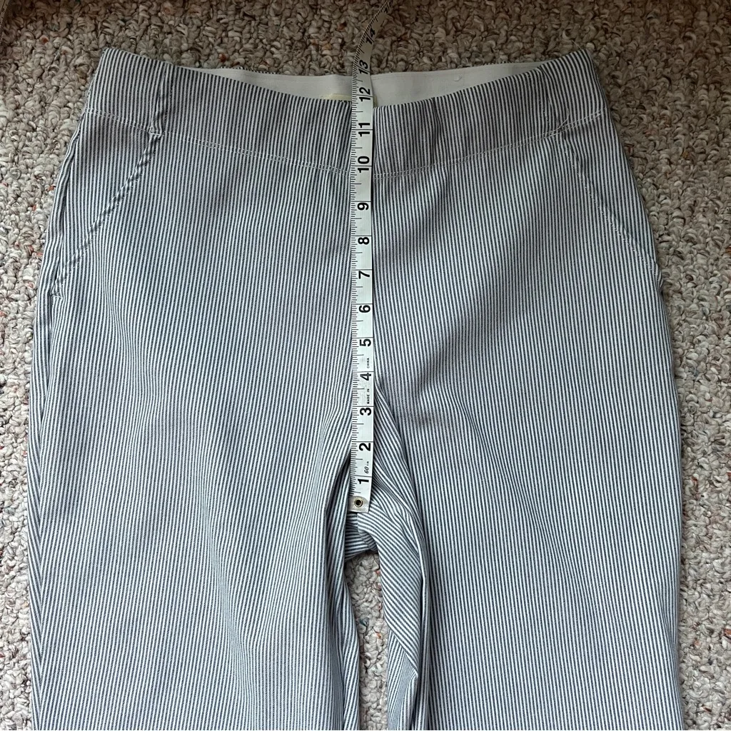 Max Studio Pants large Pinstripe Seersucker Womens Pull On Ankle Cropped Stripe - Image 2