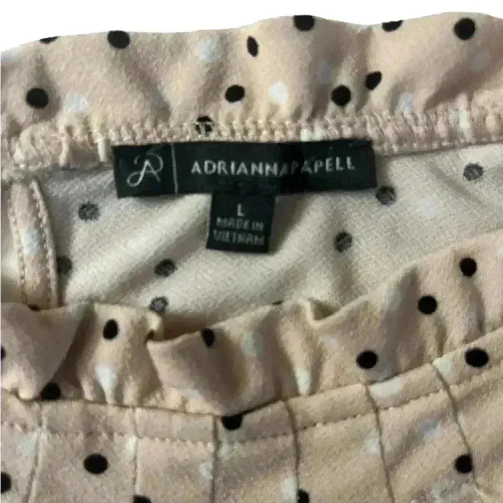 Adrianna Papell Sleeveless Polka Dot Blouse Pink Beige Large - Image 4