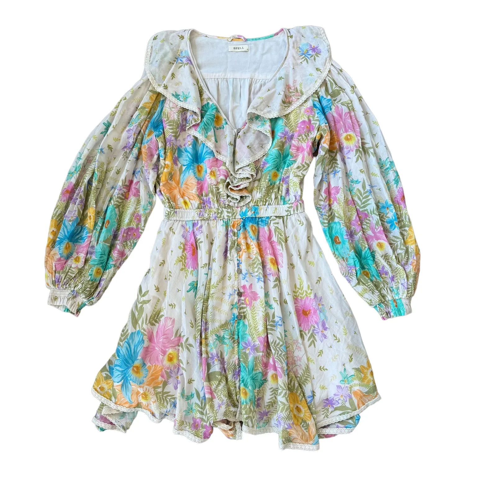 Spell Cream Floral Mini Dress - Image 3