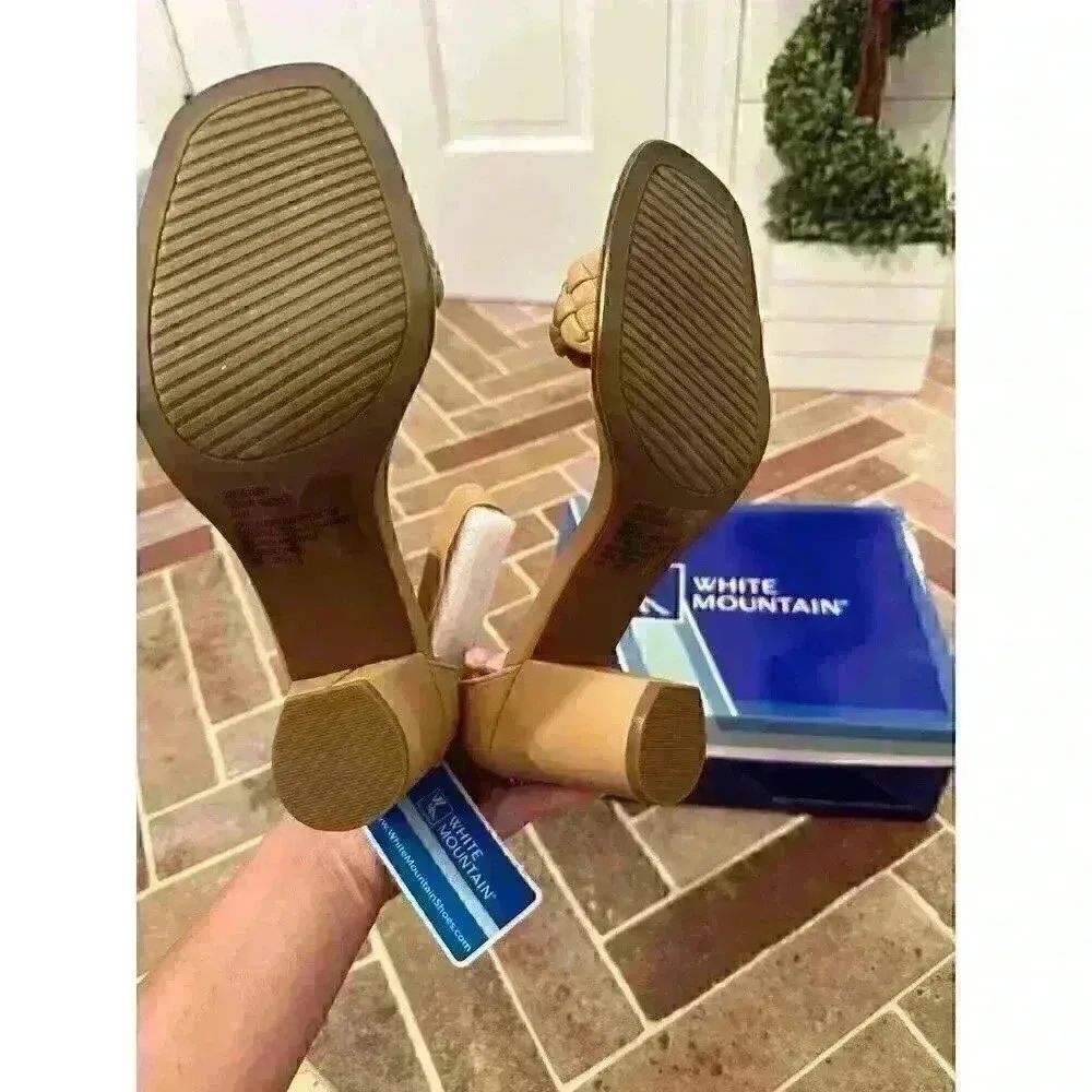 White Mountain Tan Braided Heels size‎ 8.5 NWB - Image 4