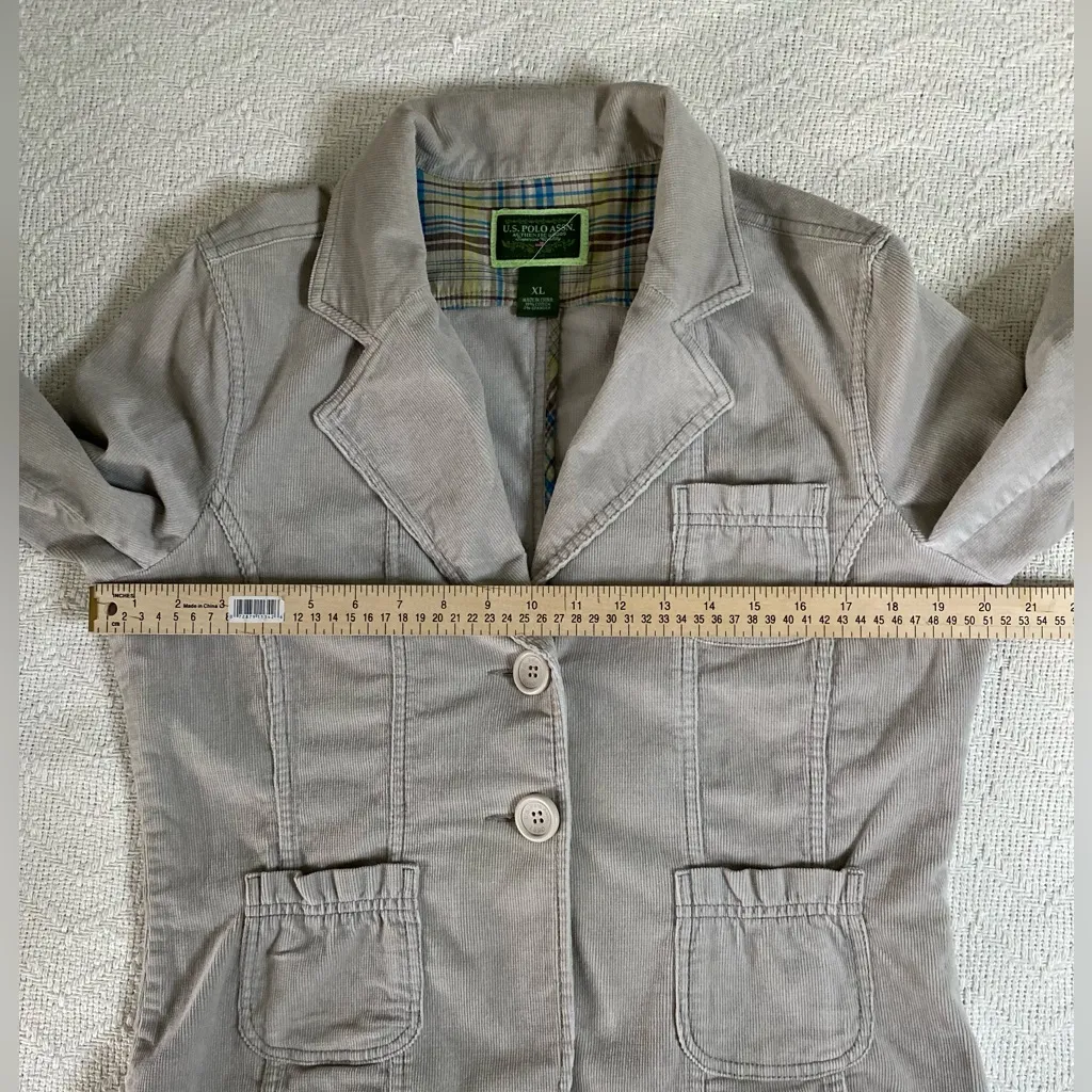 tle:
U.S. Polo Assn Women XL Tan Corduroy Jacket Pockets Casual Classic - Image 6