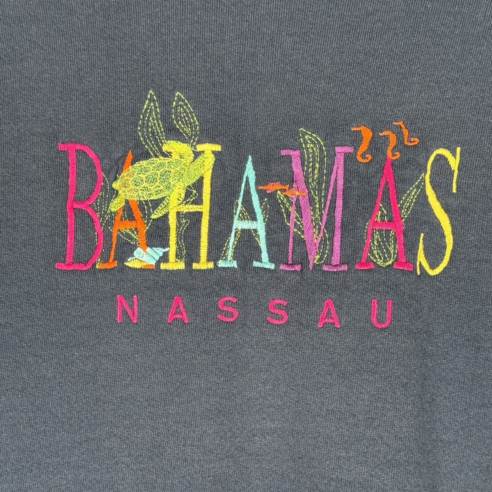 Bahamas Nassau Sweatshirt Womens Large Blue Multicolor Graphic Casual Vintage‎ - Image 5