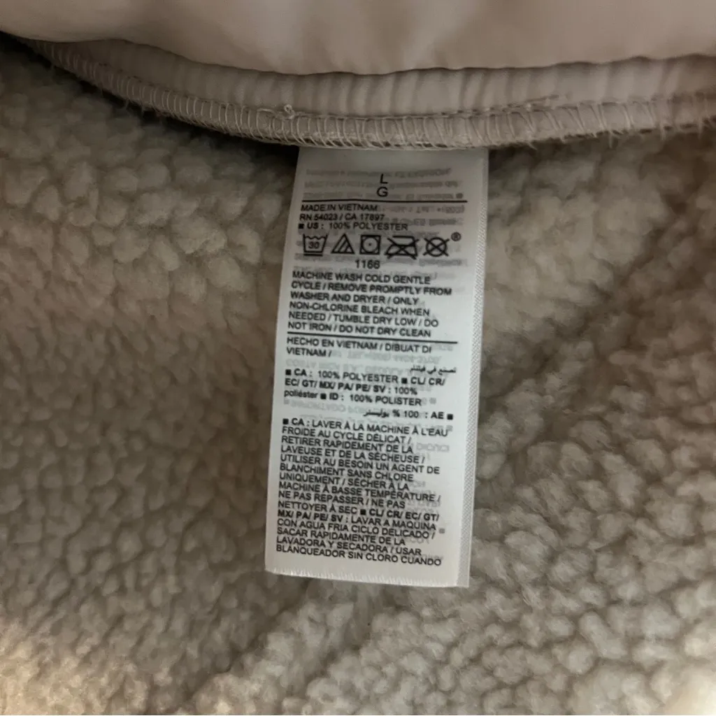 Old Navy‎ Jacket Women's L Tan White Faux Suede Sherpa Lined - Image 6