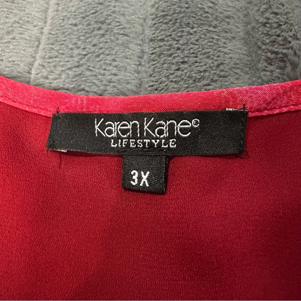 Karen Kane Red and Orange Sheath Midi Dress V-neck Sleeveless - Image 6