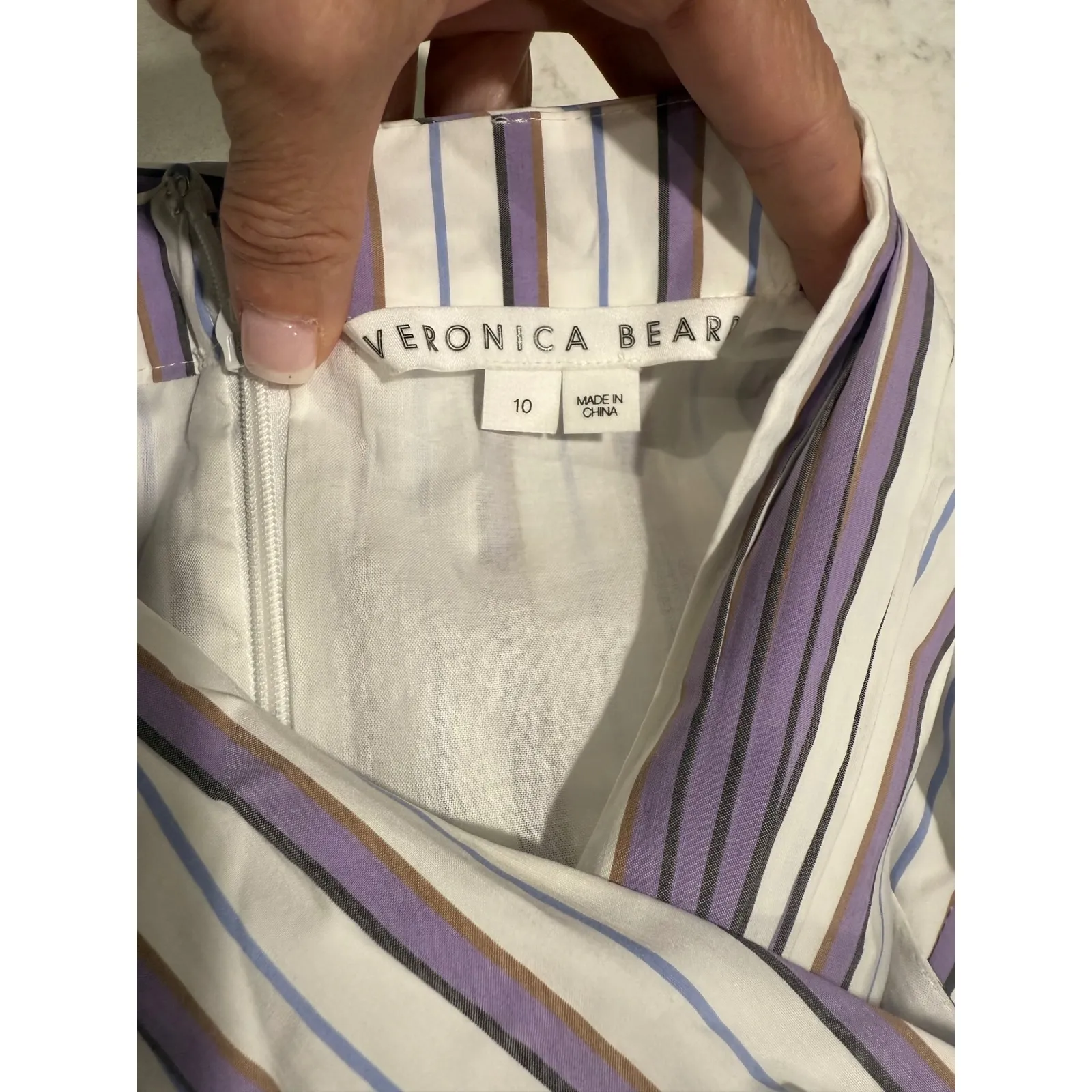 New!‎ VERONICA BEARD
Radley Striped Poplin Midi
Dress White Multi Sz 10 $598 - Image 11