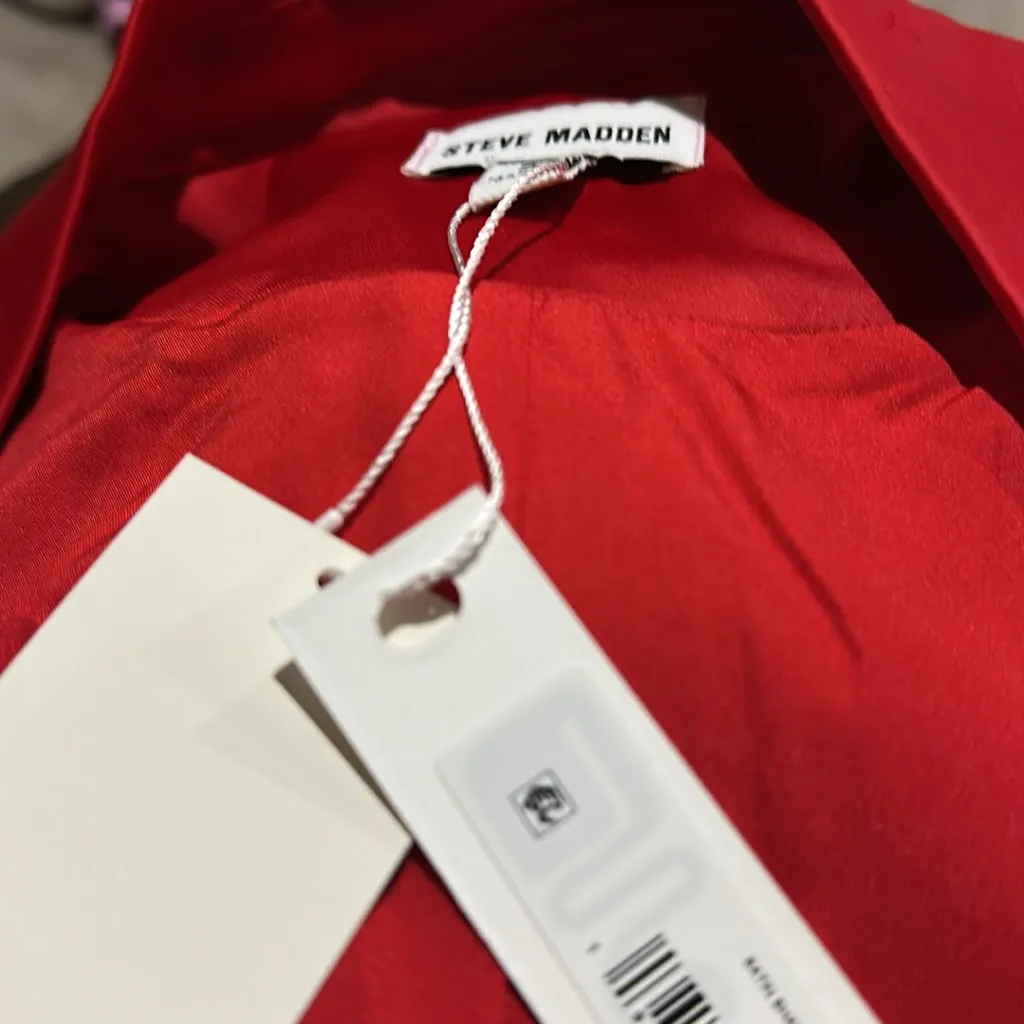 NWT Steve Madden Satin Shawl Collar Blazer Small, DARK RED - Image 6