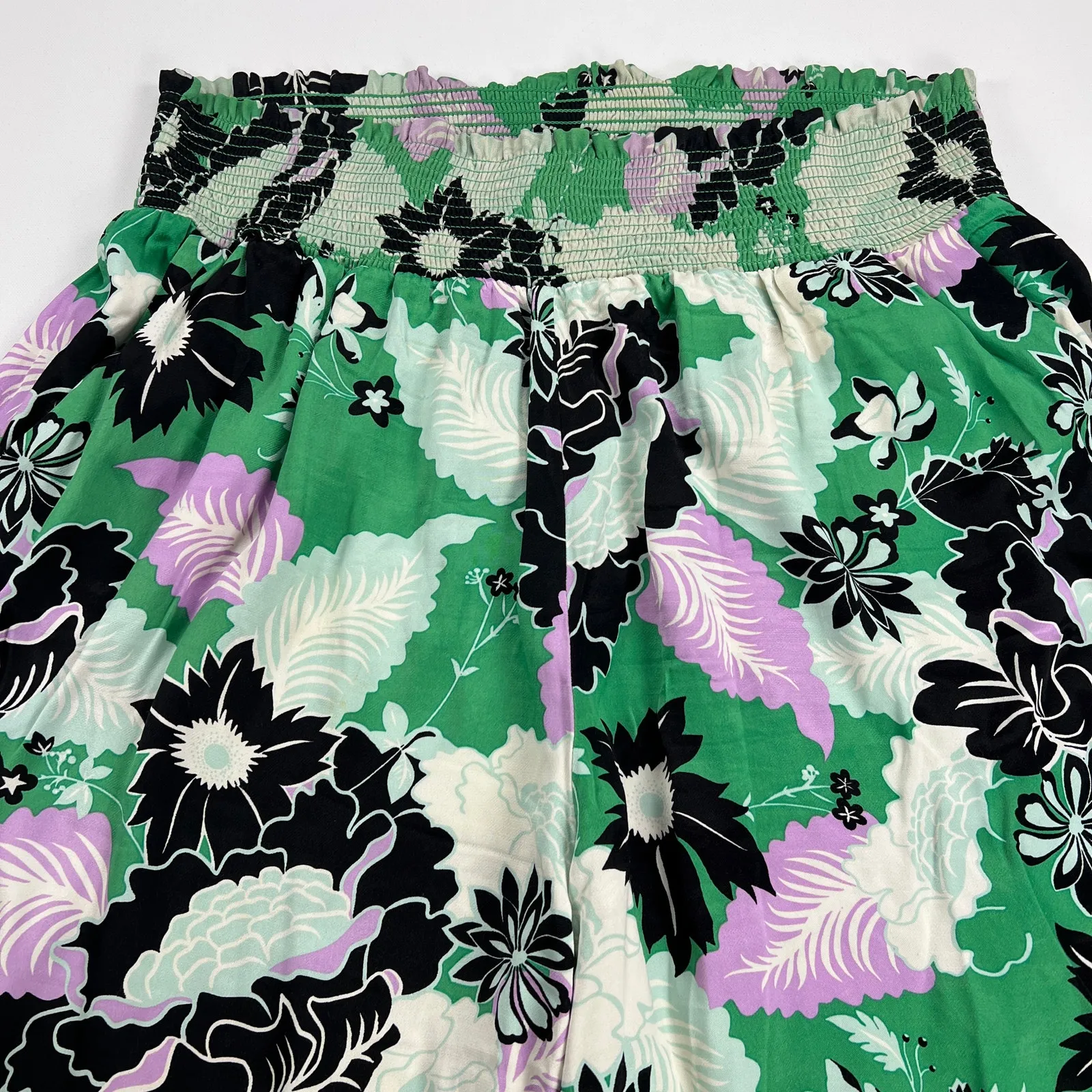 Anthropologie Maeve Green Black Tropical Floral Wide Leg Trouser Pants Size 2X - Image 8