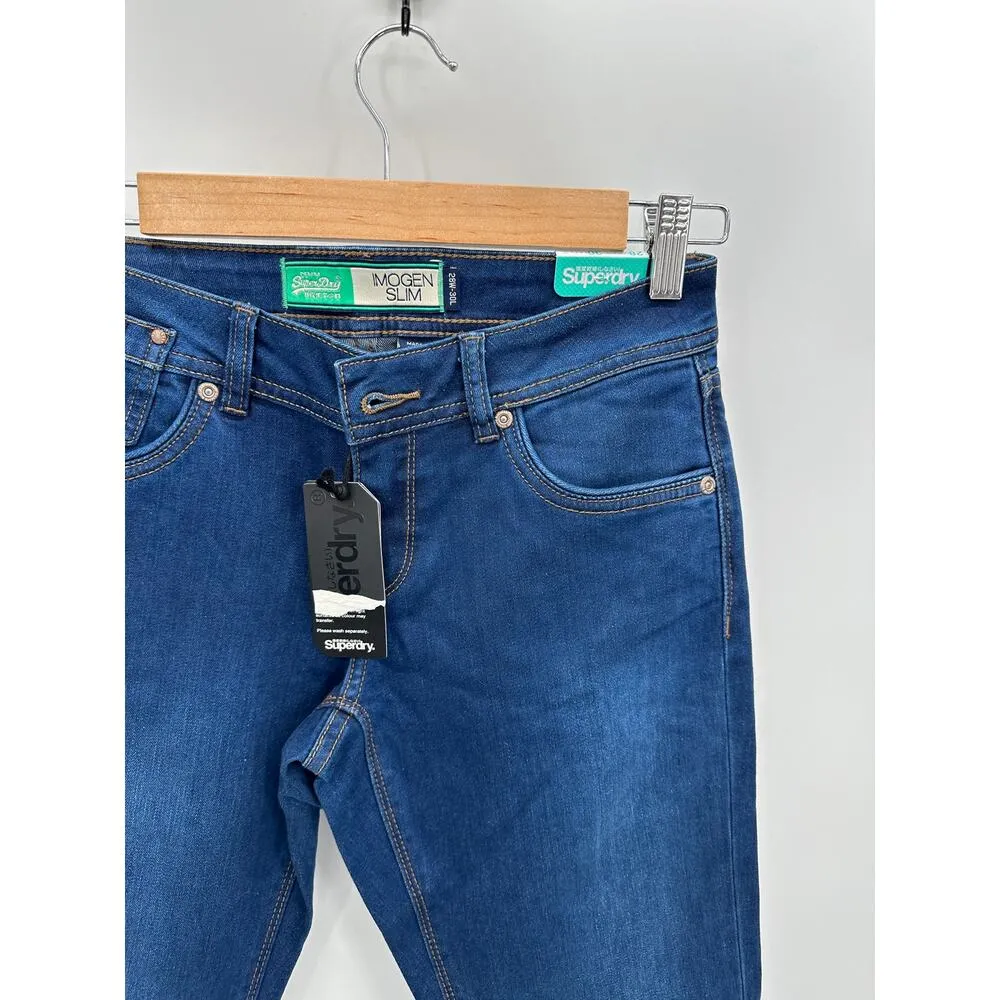 Superdry Jeans Women 28x30 NWT Blue Imogen Slim Dark Wash Denim Cotton Blend - Image 5