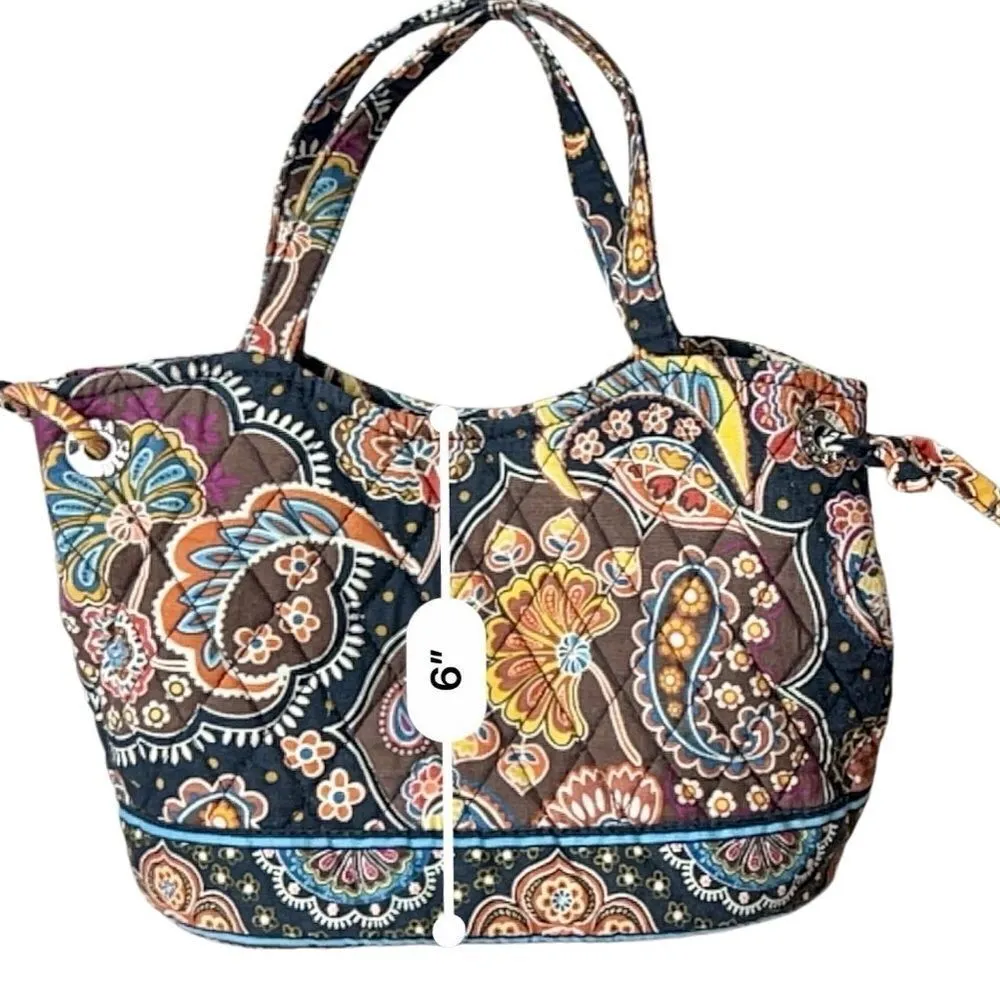 Vera Bradley Quilted "Kensington" Sherry Handbag Tote‎ Brown Paisley Earth Tones - Image 9