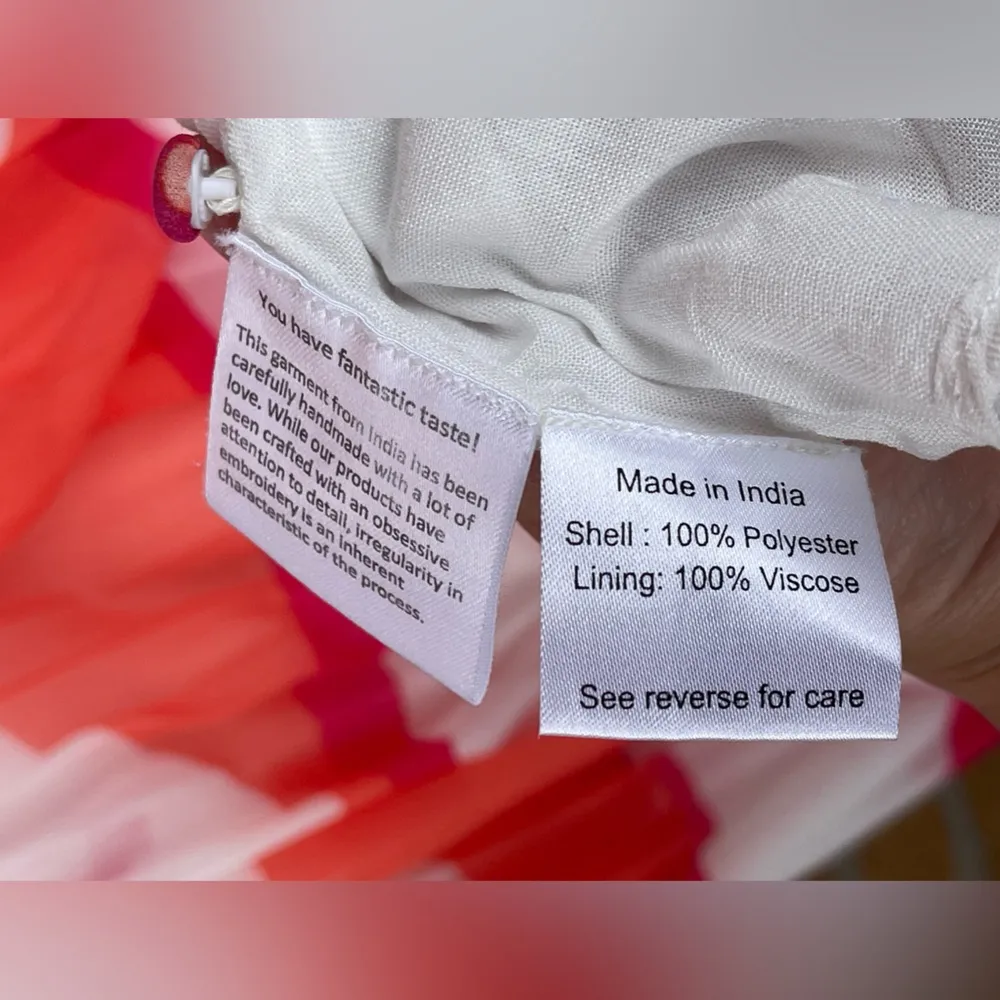 Rococo Sand White & Multicolour Abstract Pleated dress size small Red - Image 15