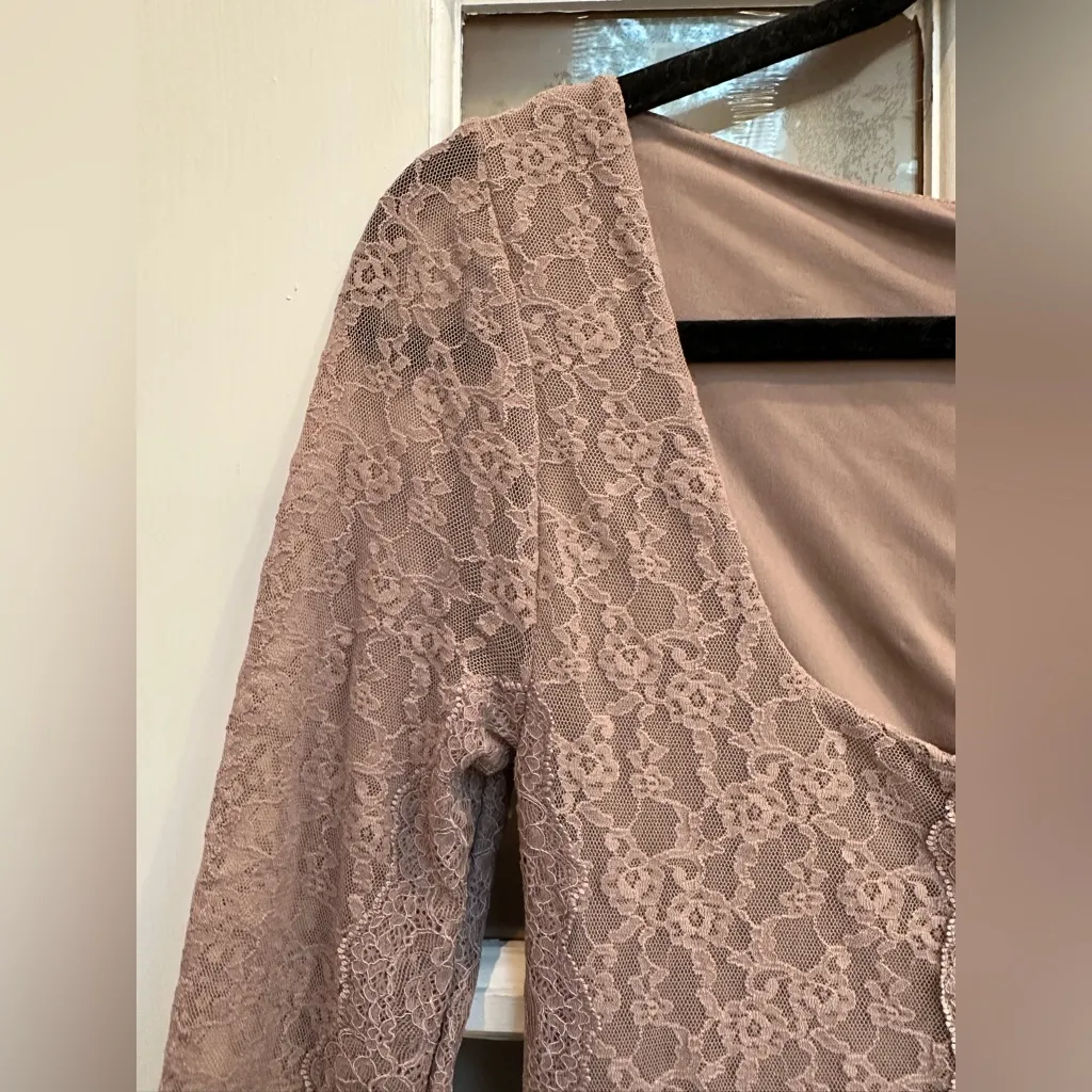 VS Victoria's Secret Bodycon Lace Dress Size XS Mauve Dusty Rose Romantic Party - Image 3