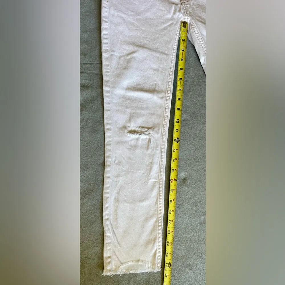 Free People Jeans Women’s 25 x 24.5 White Skinny Low Rise Distressed Cotton - Image 9