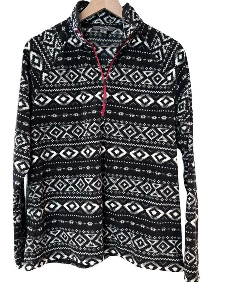 Women’s Eddie Bauer black white Aztec fleece sweatshirt - Image 2