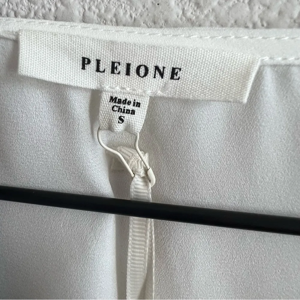 NWT Pleione White with Black Lace Trim Tank Faux Wrap Upper Small - Image 2