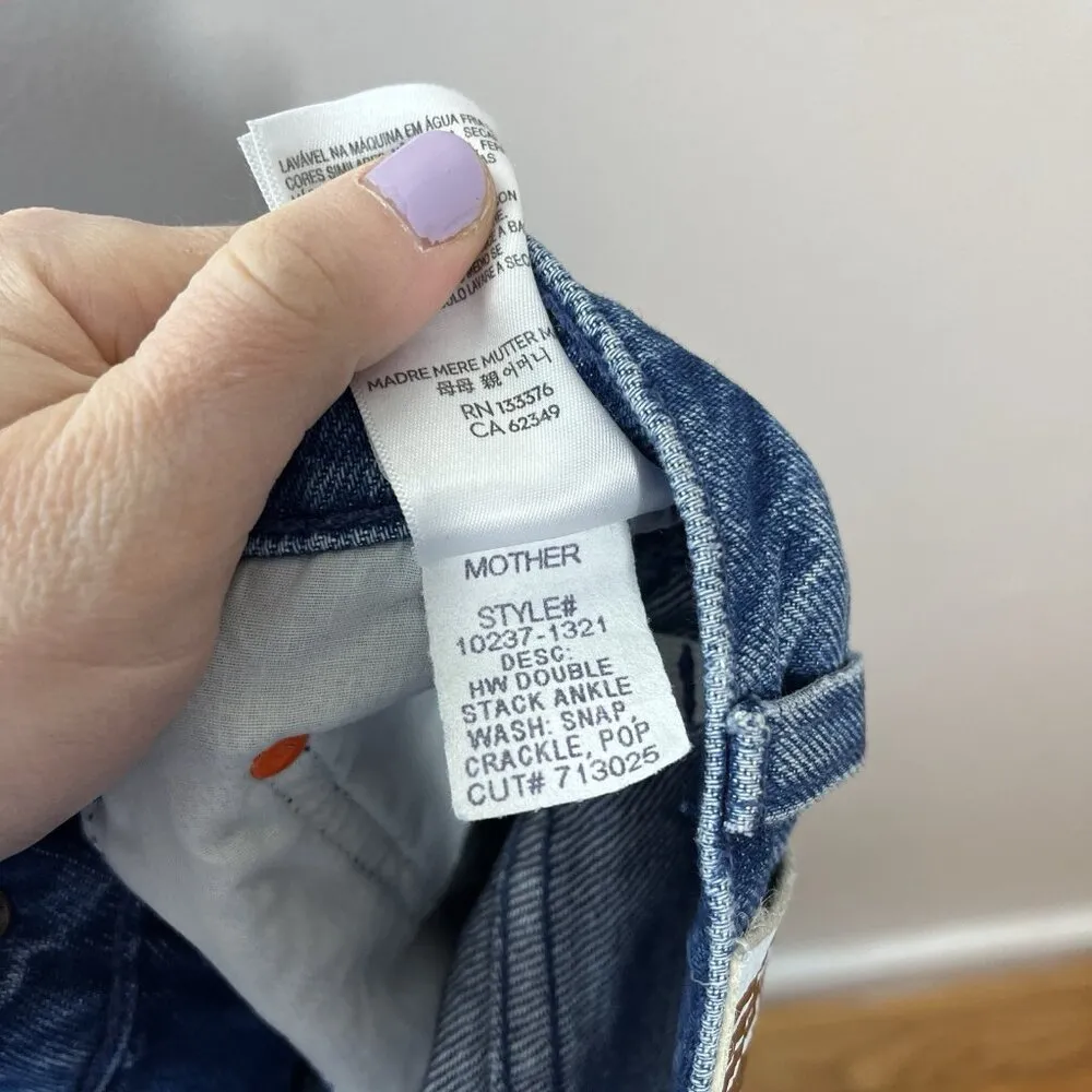 MOTHER Snacks! NWT High‎ Waisted Double Stack Ankle Snap, Crackle, Pop Jeans 24 Blue - Image 7