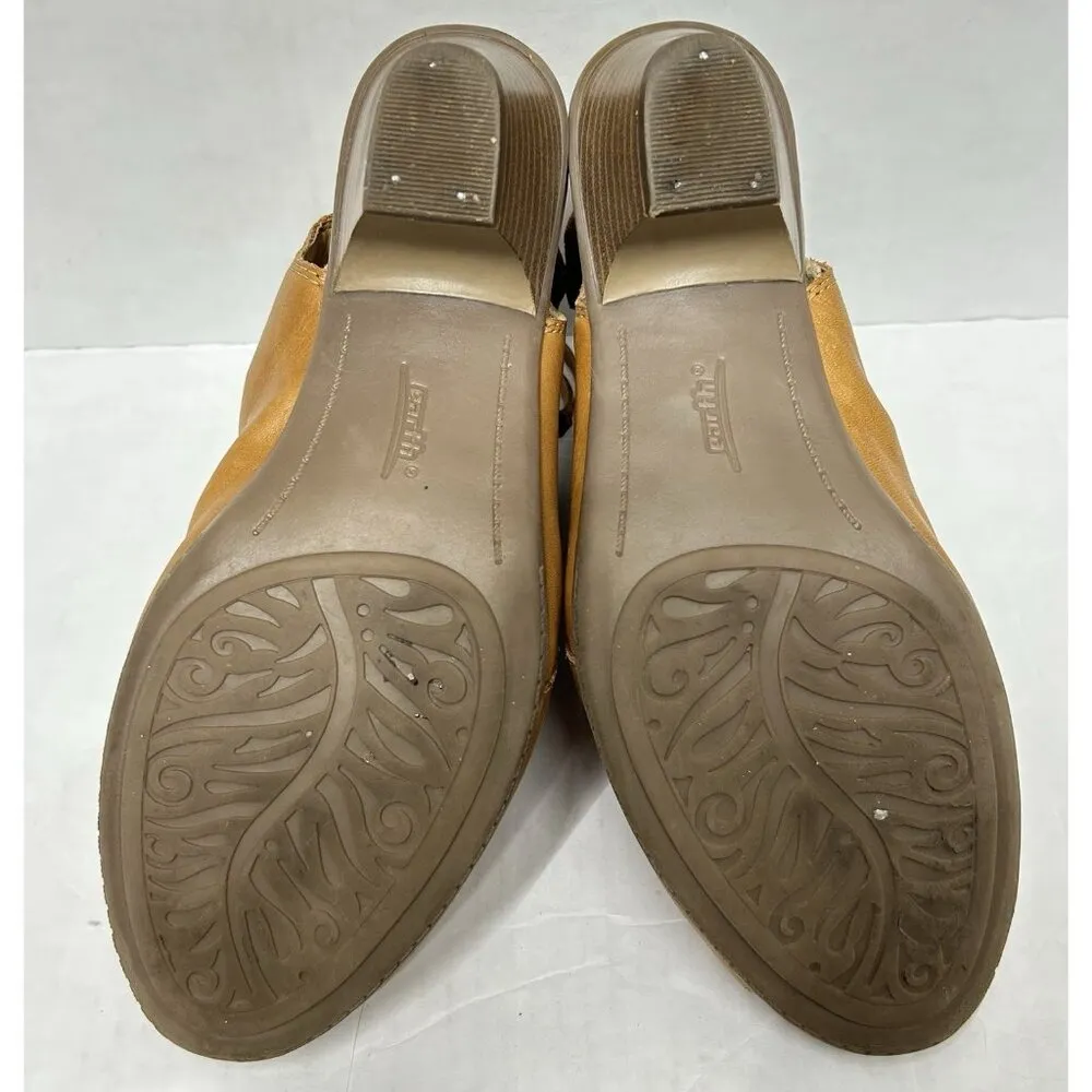 EARTH Kristy Leather Peep Toe Bootie Shoe Size 8D Wide Sand Camel Brown 2” Heel - Image 10