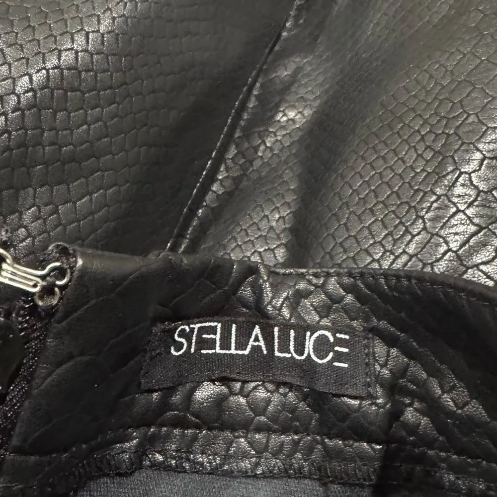 Stella Luce Black Faux Leather Snakeskin Mini Skirt Women’s Small - Image 3