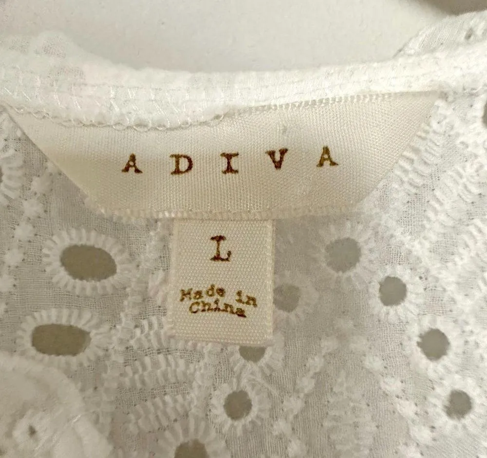 Adiva Eyelet Tassel Tie Flutter Sleeve Top Size L - Image 5