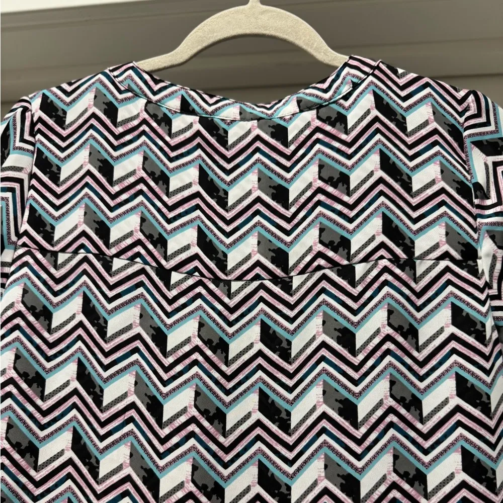 Candie’s 90’s Chevron Patterned Women's Top Size M Disco Zipper Retro Sassy Fun - Image 9