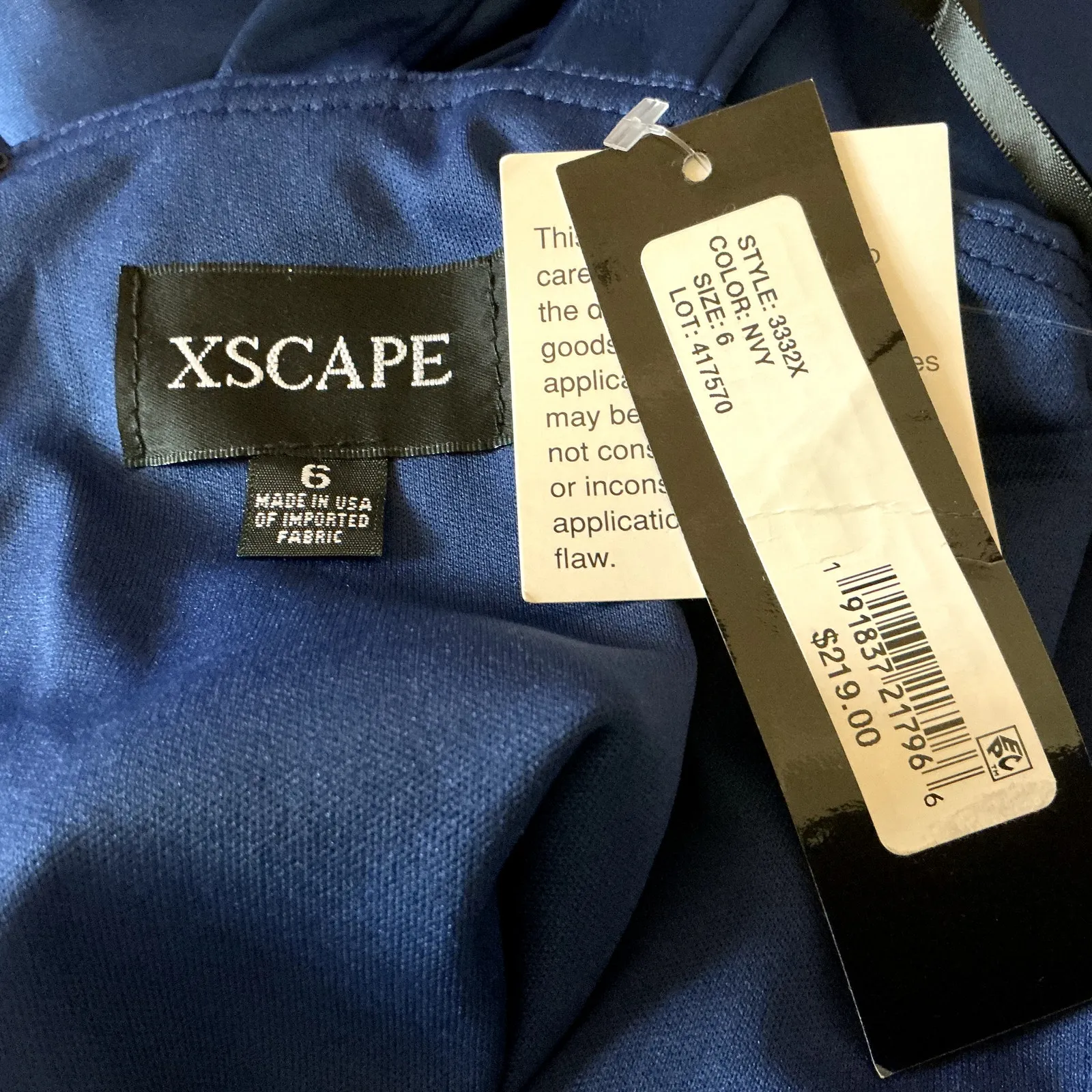 XSCAPE Satin Double Strap Sleeveless Column Evening Gown Blue Size 6 Thigh Slit - Image 9