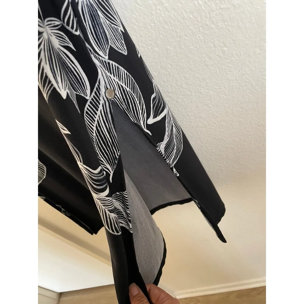 Calvin Klein Women’s long top short sleeves flower print Asian Ao Dai size S - Image 3