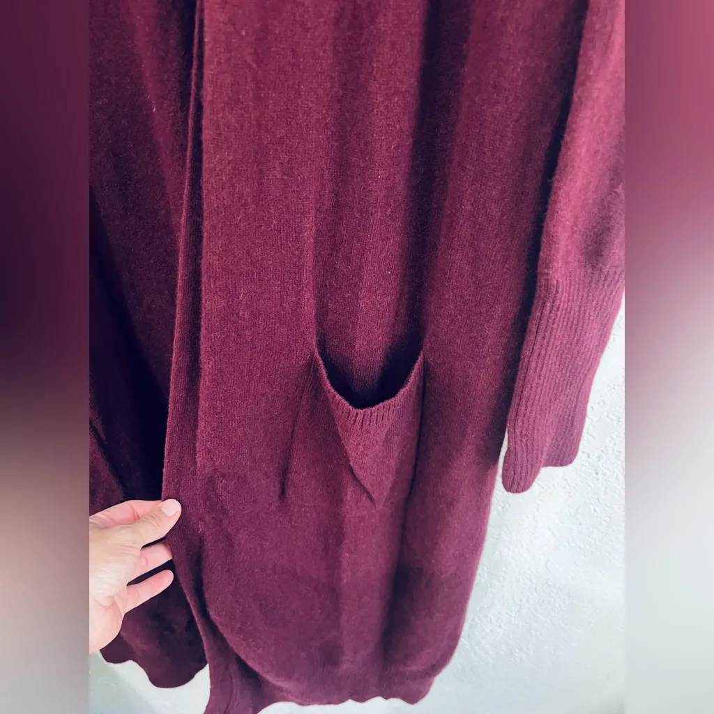 Saks Fifth Avenue burgundy Women’s 100% Cashmere Cardigan Sz XL So Soft! - Image 4