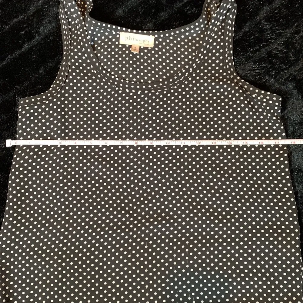 Philosophy black with white polka dot tank. Size Small - Image 7