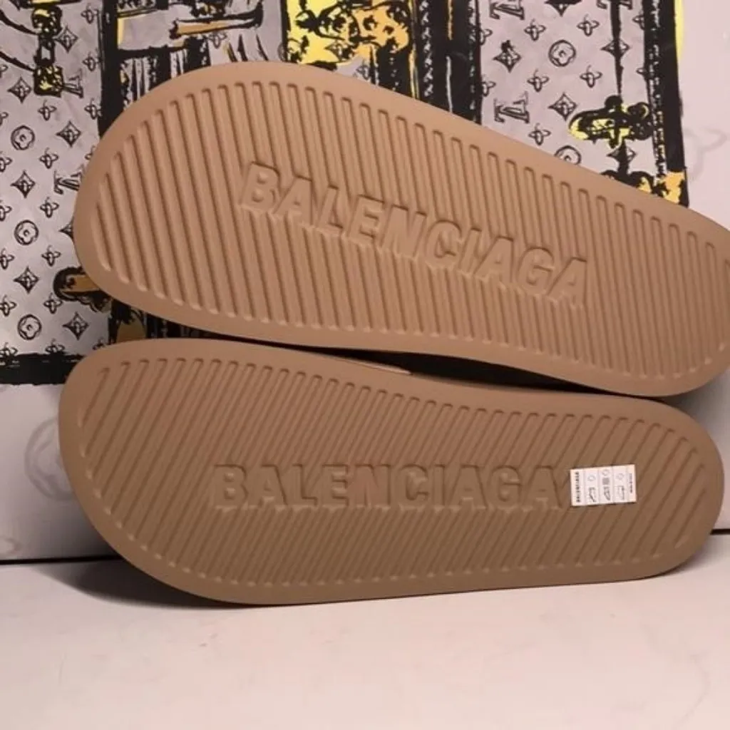 New Authentic 🔥 Balenciaga Rubber Logo Slides | Designer Poolside Chic 🔥 - Image 10