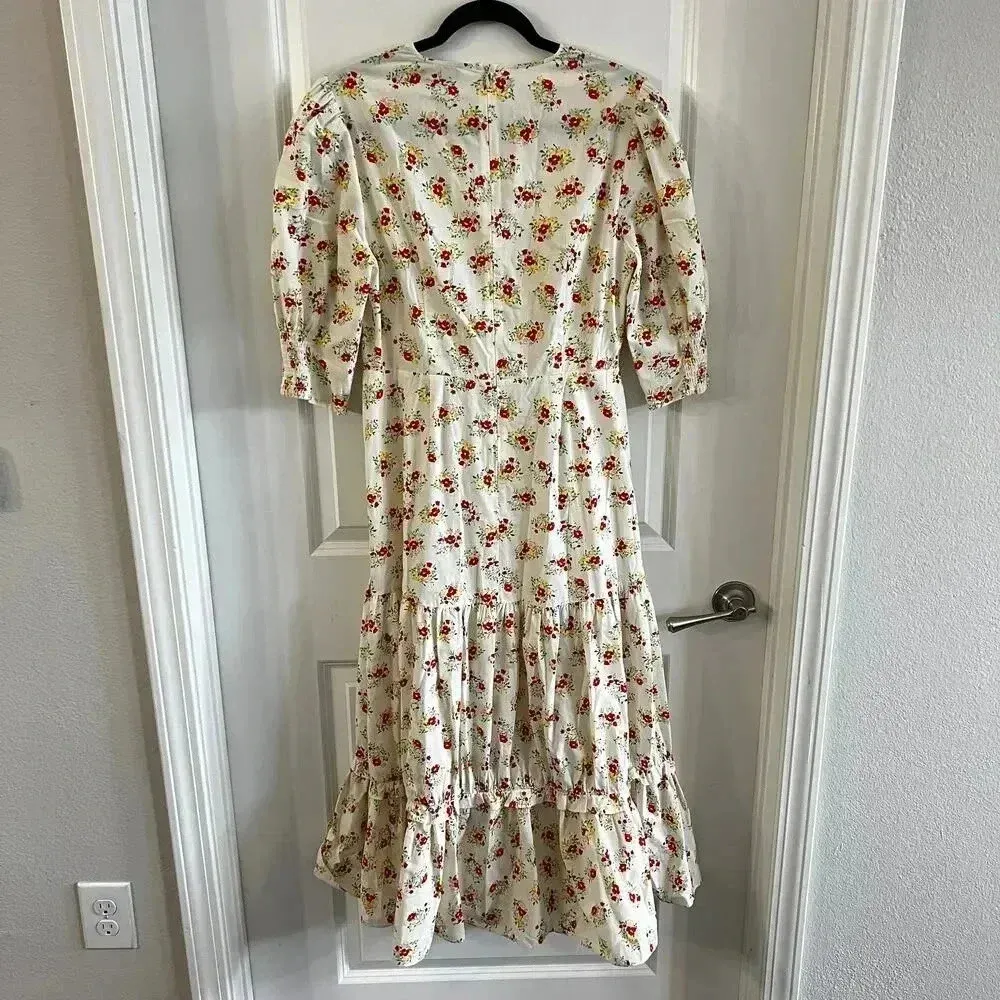 RIXO Maxi Floral Long Sleeve Dress Size Small Red - Image 9
