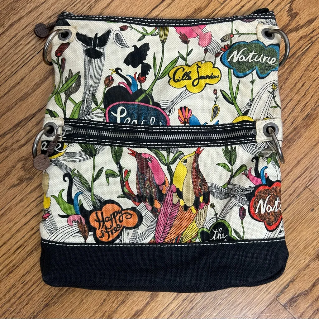 SAKROOTS Peace And Love Two In One Multi Colored Canvas Crossbody Purse - Image 5