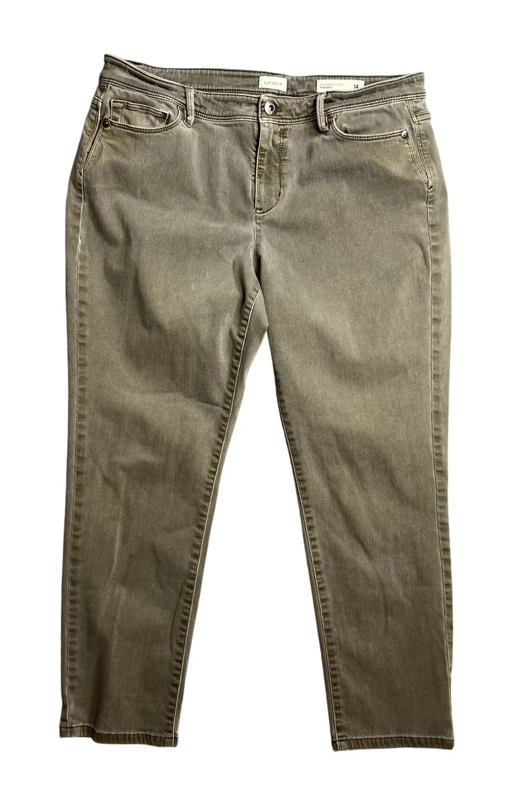 J Jill Denim Authentic Fit Slim Ankle Jeans Pants Size 14P Light Green - Image 1