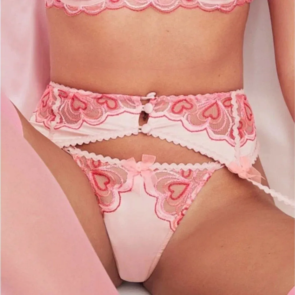 For Love & Lemons Retro Heart Garter Pink Size‎ XS - Image 3