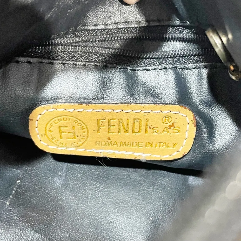 Classic Vintage Fendi Brown Pin Stripe Zippered Crossbody Shoulder Bag - Image 9