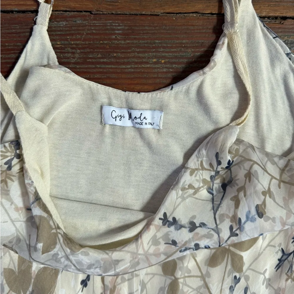 Gigi Moda Made in Italy Silk Blend Floral Flowy Dress ~ Size Medium 💛🍄 White - Image 10