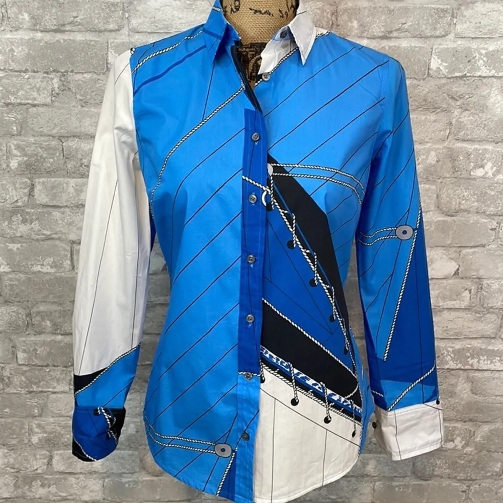 J.Crew Slim Perfect Cotton Poplin
Shirt Blue Ratti Regatta Print - Image 2