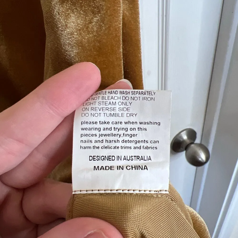 ELLIATT Gold Velvet Velour Midi Ruffle Cocktail Dress Revolve Size Large Party - Image 8