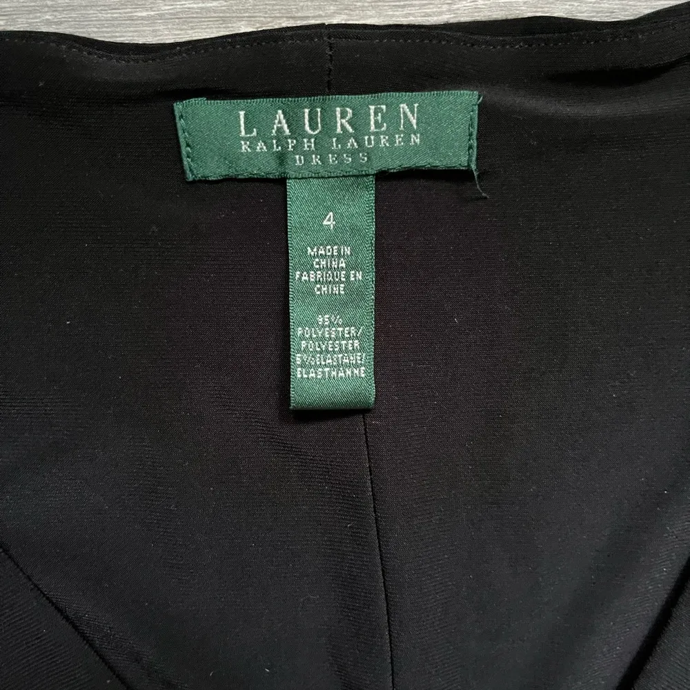 Lauren Ralph Lauren Black Long Sleeve Twist Front Knee Length Dress Size 4 Work - Image 2