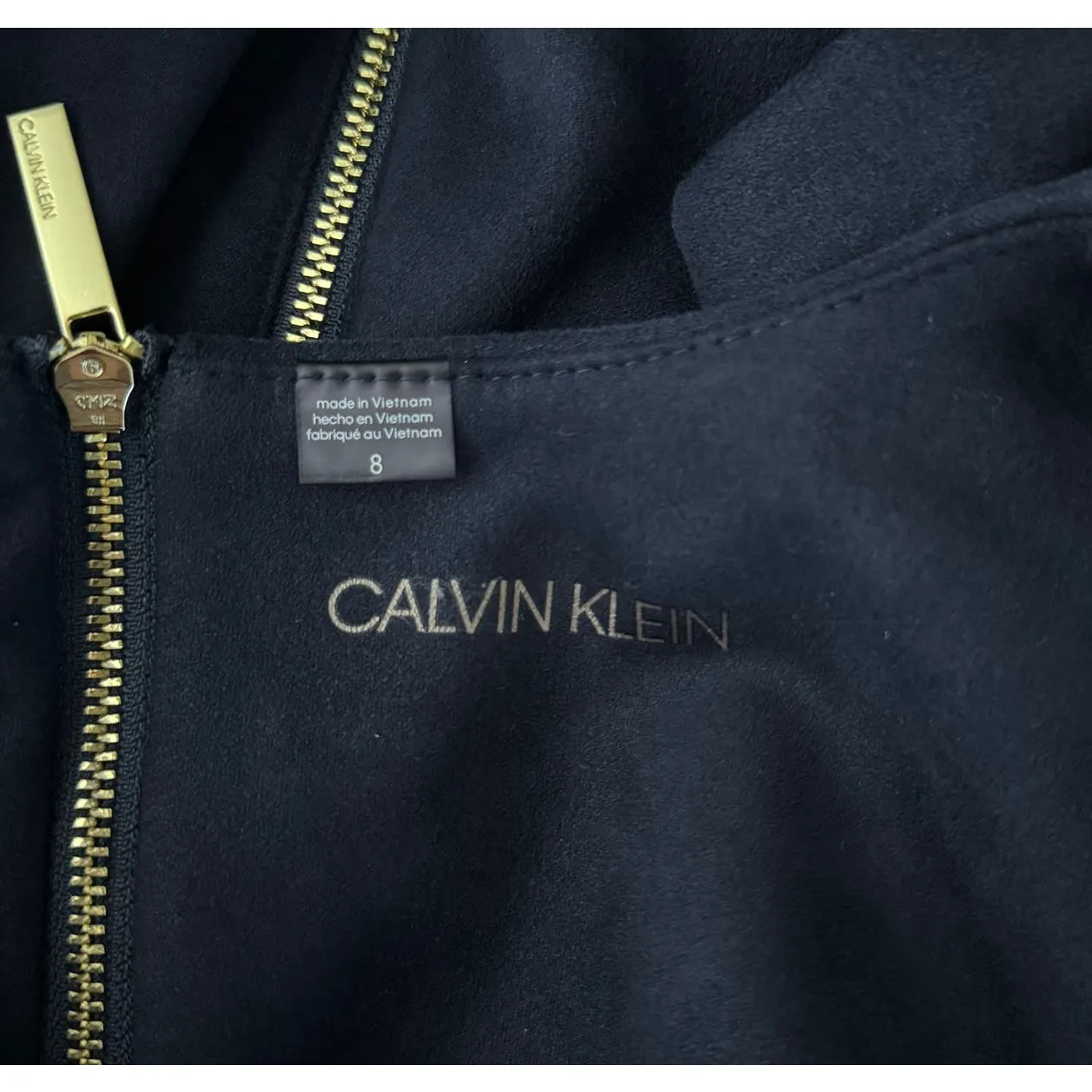 Calvin Klein Dress Womens 8 Blue Gold Tone‎ Zippers Sheath Career Party Office - Image 7